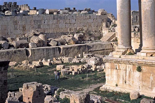 At the base of the far wall, the great stones of Baalbek.